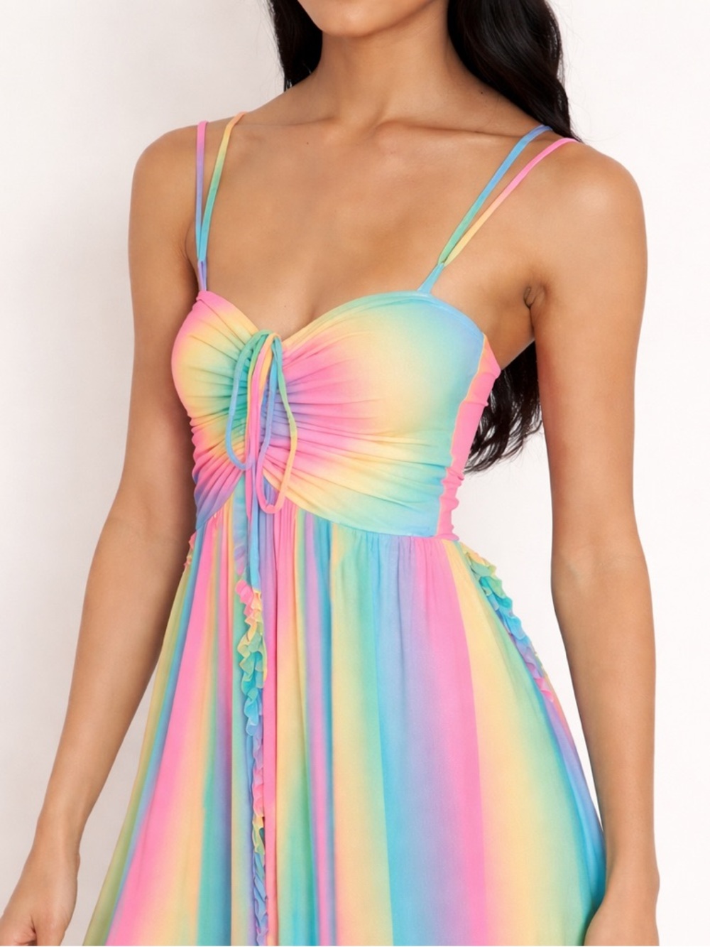 Blackmilk Rainbow Ice Cream Frills on Frills Midaxi Dress XS NWT Pastel Boho - Picture 3 of 11